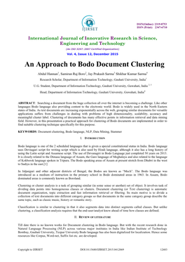 An Approach to Bodo Document Clustering