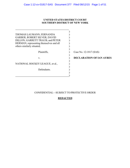 United States District Court Southern District of New York ) Thomas Laumann, Fernanda ) Garber, Robert Silver, David ) Dillon