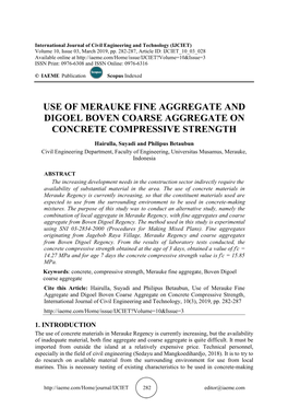 Use of Merauke Fine Aggregate and Digoel Boven Coarse Aggregate on Concrete Compressive Strength