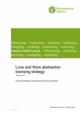 Lune and Wyre Abstraction Licensing Strategy