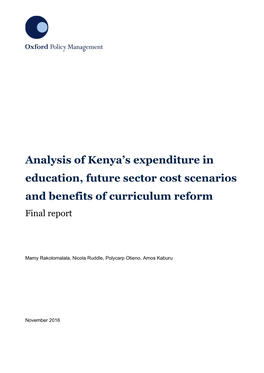 Analysis of Kenya's Expenditure in Education, Future Sector