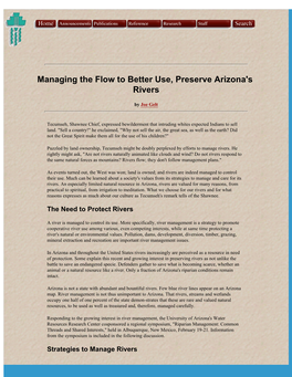 Managing the Flow of Rivers