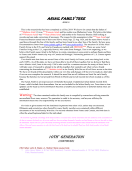 Ariail Family Tree 10Thst Generation