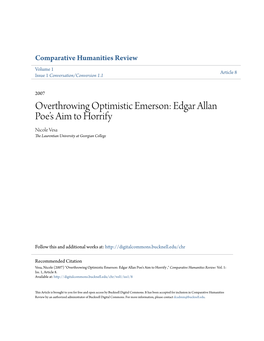 Overthrowing Optimistic Emerson: Edgar Allan Poe’S Aim to Horrify Nicole Vesa the Laurentian University at Georgian College