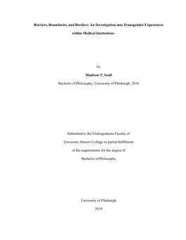 Barriers, Boundaries, and Borders: an Investigation Into Transgender Experiences