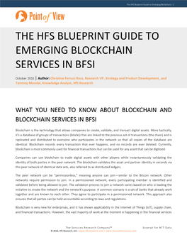 The Hfs Blueprint Guide to Emerging Blockchain Services in Bfsi