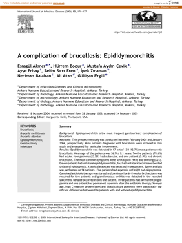 A Complication of Brucellosis: Epididymoorchitis