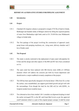 Report on Alternative Studies for Pipeline Alignment