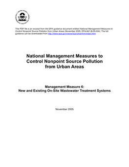 National Management Measures to Control Nonpoint Source Pollution from Urban Areas (November 2005, EPA-841-B-05-004)