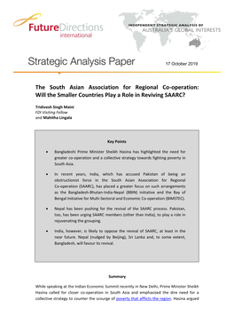 Will the Smaller Countries Play a Role in Reviving SAARC?