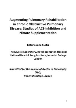 Studies of ACE-Inhibition and Nitrate Supplementation