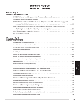 Scientific Program Table of Contents