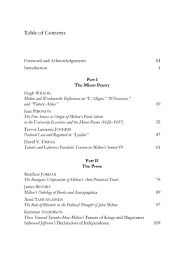 Table of Contents