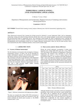 Terrestrial Laser Scanning – Civil Engineering Applications