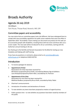 Broads Authority Committee Papers 26 July 2019