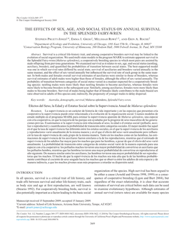 The Effects of Sex, Age, and Social Status on Annual Survival in the Splendid Fairy-Wren