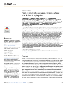 Rare Gene Deletions in Genetic Generalized and Rolandic Epilepsies