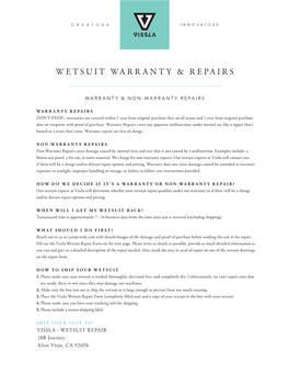 Wetsuit Warranty & Repairs