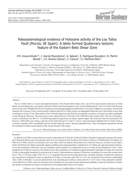 Paleoseismological Evidence of Holocene Activity of the Los Tollos