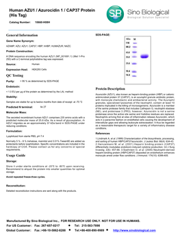 Human AZU1 / Azurocidin 1 / CAP37 Protein (His Tag)