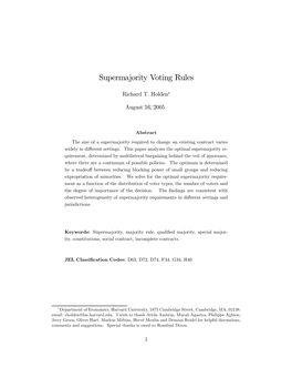 Supermajority Voting Rules