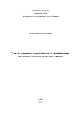 O Uso Do Mangá Como Material De Ensino De História Do Japão: Uma Análise Da Veracidade Na Obra Rurouni Kenshin