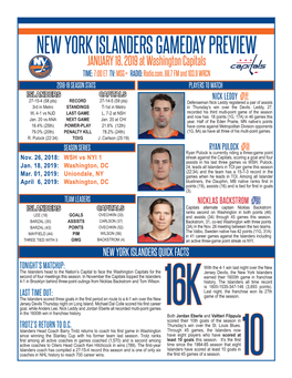 New York Islanders Gameday Preview