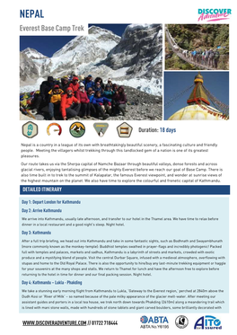 Full Trek Itinerary