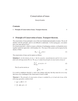 Conservation of Mass