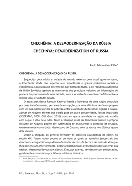 A Desmodernização Da Rússia Chechnya: Demodernization of Russia