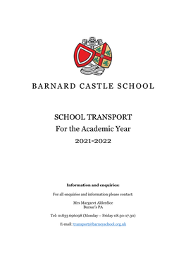 SCHOOL TRANSPORT for the Academic Year 2021-2022