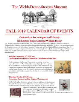 Fall 2012 Calendar of Events