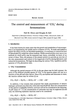 The Control and Measurement of 'CO 2' During Fermentations