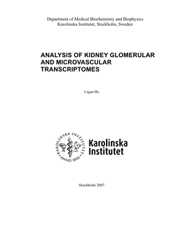 Analysis of Kidney Glomerular and Microvascular Transcriptomes