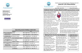 Jewish Life Newsletter