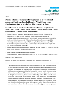 Molecules 2015, 20, 18031-18046; Doi:10.3390/Molecules201018031 OPEN ACCESS