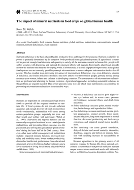 The Impact of Mineral Nutrients in Food Crops on Global Human Health