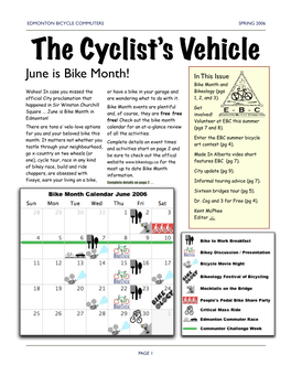 The Cyclist's Vehicle Is Published by the Edmonton Bicycle Commuters’ Society