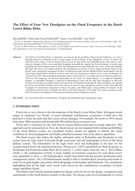 The Effect of Four New Floodgates on the Flood Frequency in the Dutch Lower Rhine Delta