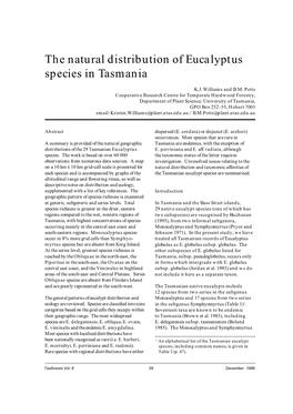 The Natural Distribution of Eucalyptus Species in Tasmania