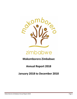 Makomborero Zimbabwe Annual Report 2018 January 2018 to December 2018
