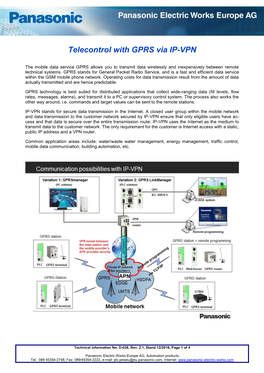 Telecontrol with GPRS Via IP-VPN