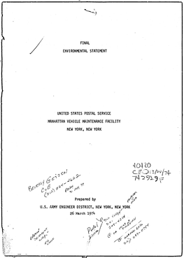 United States Postal Service Manhattan Vehicle Maintenance Facility Comments on Revised Draft E.I.S