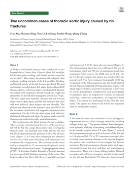 Two Uncommon Cases of Thoracic Aortic Injury Caused by Rib Fractures