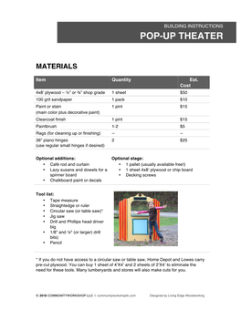 Pop-Up Theater Instructions