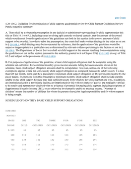 20-108.2. Guideline for Determination of Child Support; Quadrennial Review by Child Support Guidelines Review Panel; Executive Summary