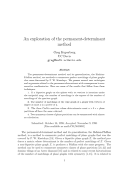 An Exploration of the Permanent-Determinant Method