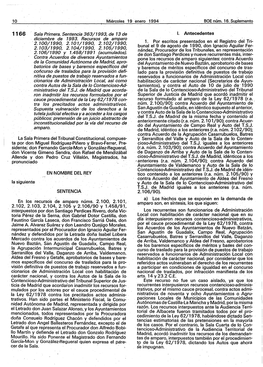 Miércoles 19 Enero 1994 Boenúm. 16. Suplem~Nto Sala Primera. Sentencia 363/1993, De 13 De Diciembre De 1993. Recursos De Ampar