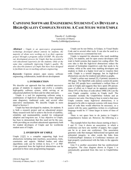 Capstone Software Engineering Students Can Develop a High-Quality Complex System: a Case Study with Umple