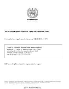 Introducing Ribosomal Tandem Repeat Barcoding for Fungi